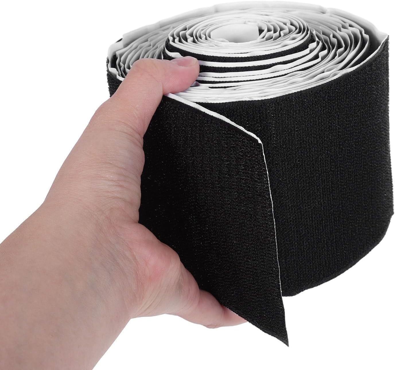 2 Rolls Black Self Adhesive Hook and Loop Strip, 10cm X 5m Roll