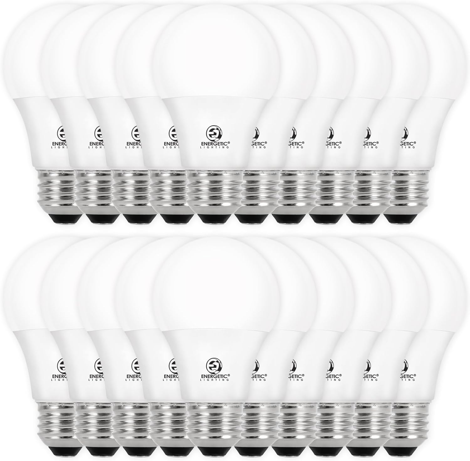E ENERGETIC LIGHTING Dimmable LED Light Bulbs, 60W Equivalent, Warm White 3000K, 8W 800 Lumens LED Bulbs, E26 Base Standard Light Bulbs, ETL Listed, 20 Packs