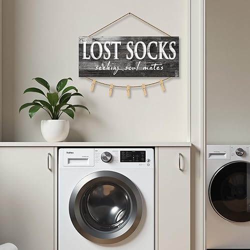 Miniatura 5 de Cartel de Lost Socks para cuarto de servicio decoración de pared de granja, letrero de lavandería, impresión en lienzo de calcetines perdidos que
