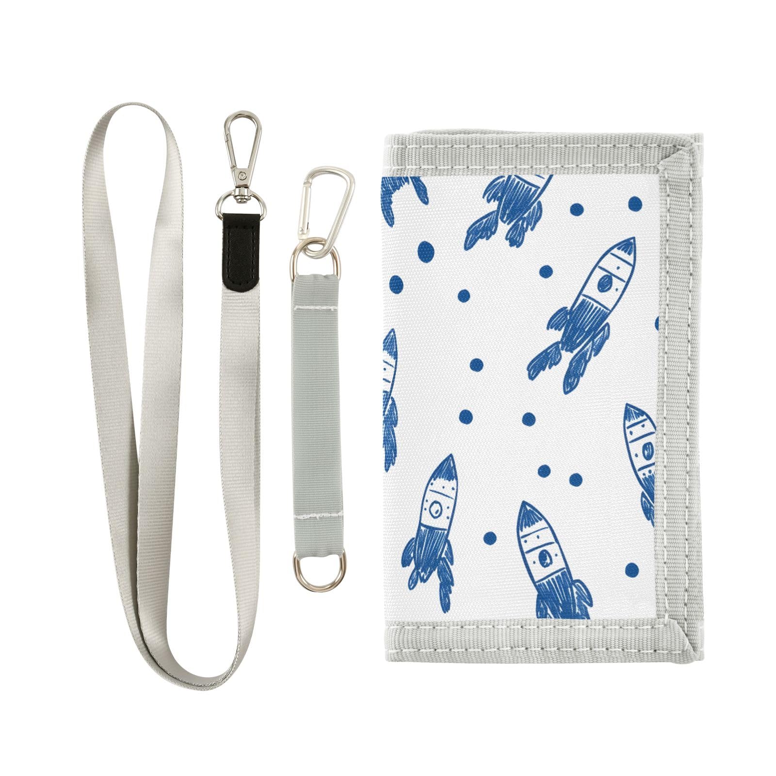 ALAZA Kids Wallets for Boys Girls Toddler Trifold Wallet Children Small Rocket Blue with Zipper Coin Pocket