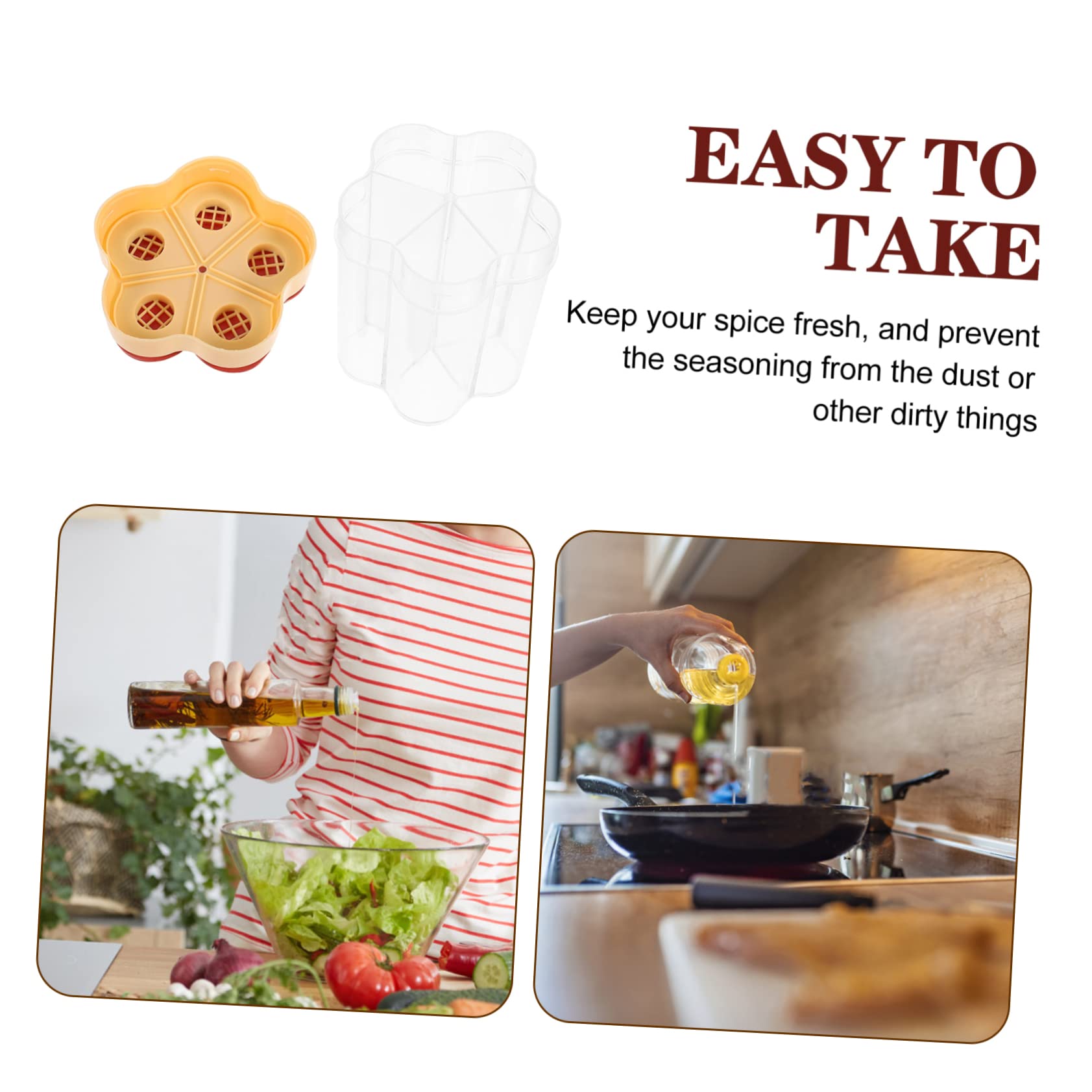 Cabilock Salt Pepper Shaker Set 5-in-1 Seasoning Jar Spice Containers Lids Kitchen Condiment Bottles for Bbq Cooking