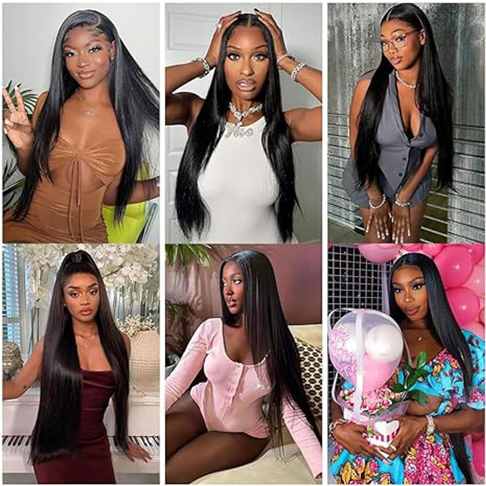 Straight Bundles Human Hair Menschliches Haar Human Hair Extensions Echthaar Tressen Natural Black 50g/PC 150G Double Weft for Women 3 Bündel 22 24 26 Zoll
