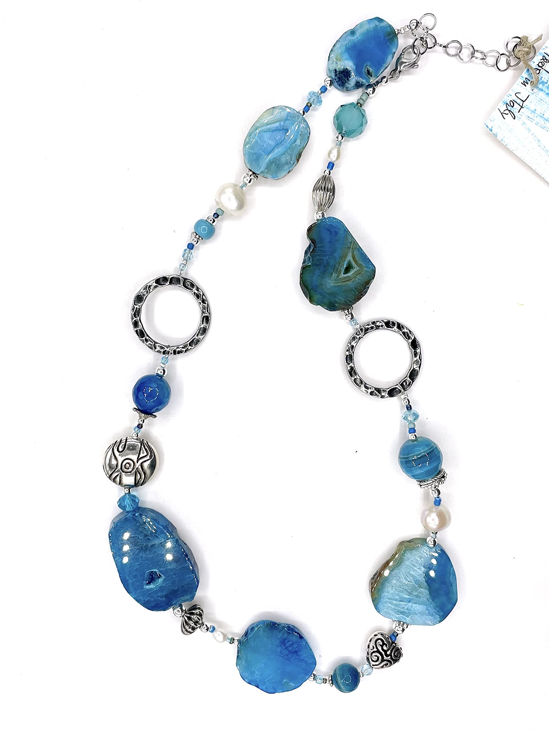 Collana lunga Donna in pietre dure turchesi "Deep Ice", regolabile