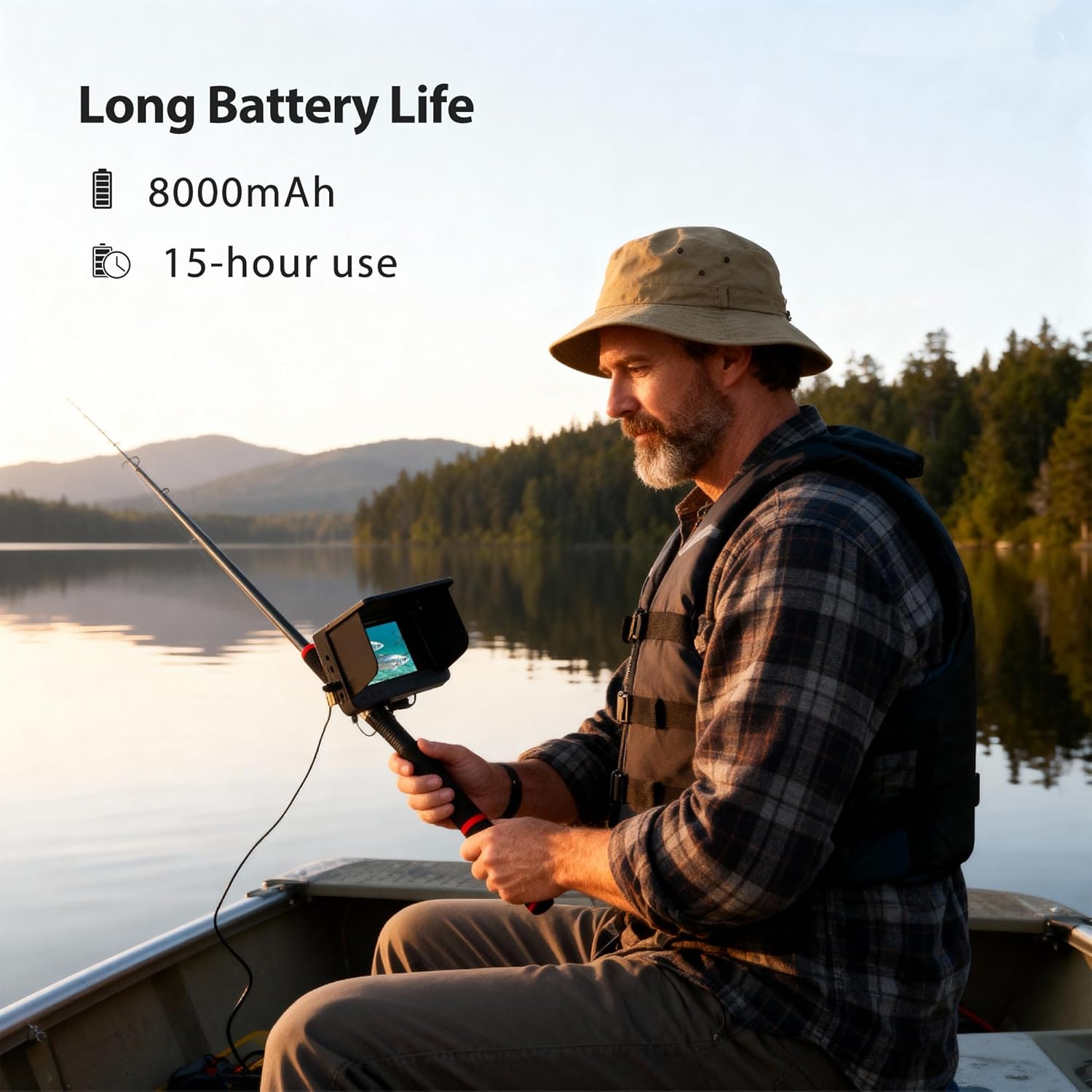 Portable Fish Finder with Underwater Camera: IP68 Waterproof 5 Inch IPS Display for Ice/Lake Fishing & Murky Conditions | Depth Finder for Ice Fishing/Boats/Kayaks with 8000mAh Battery 5 71ca5IgXB0L. AC SL1500