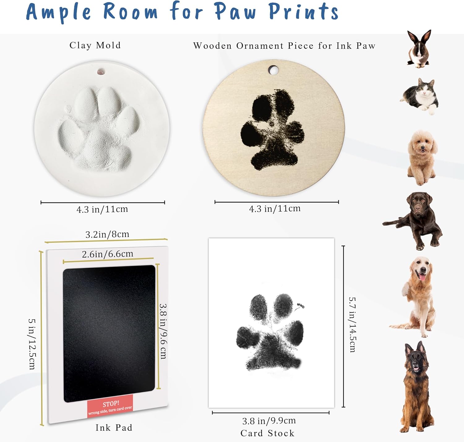 Clay & Ink Paw Print Kit,Make 3 Pawprint Ornaments(2 Clay&1 Ink),Dog Cat Paw/Nose Print Keepsake,Clean Touch Ink Pad & Soft Clay, Inkless Pet Paw Print Impression Kit,Pet Christmas Ornament - Image 7