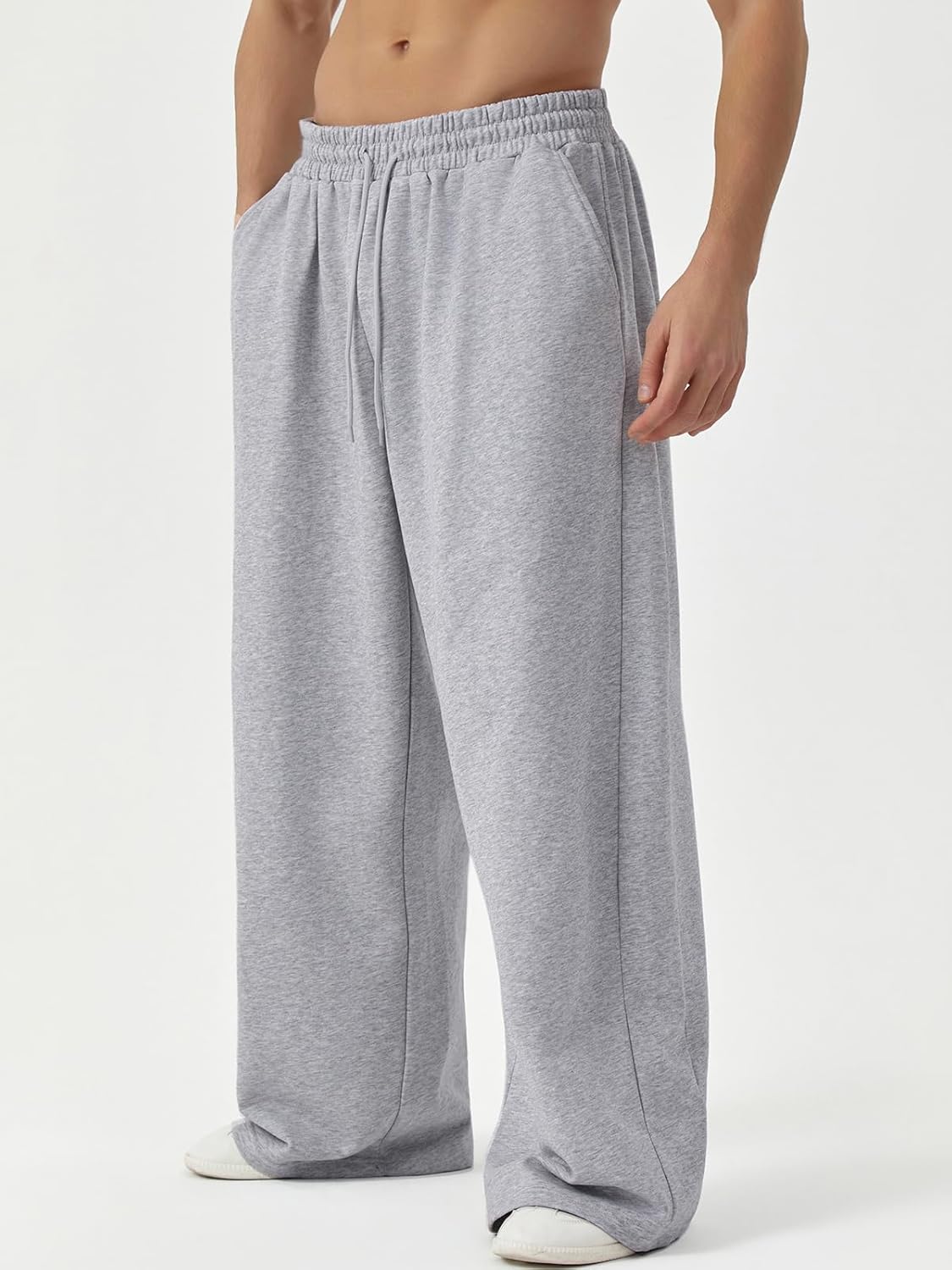 ATOFY Men's Baggy Fleece Sweatpants Wide Leg Elastic Waist Athletic Joggers Loose Lounge Pants with Pockets - Image 3