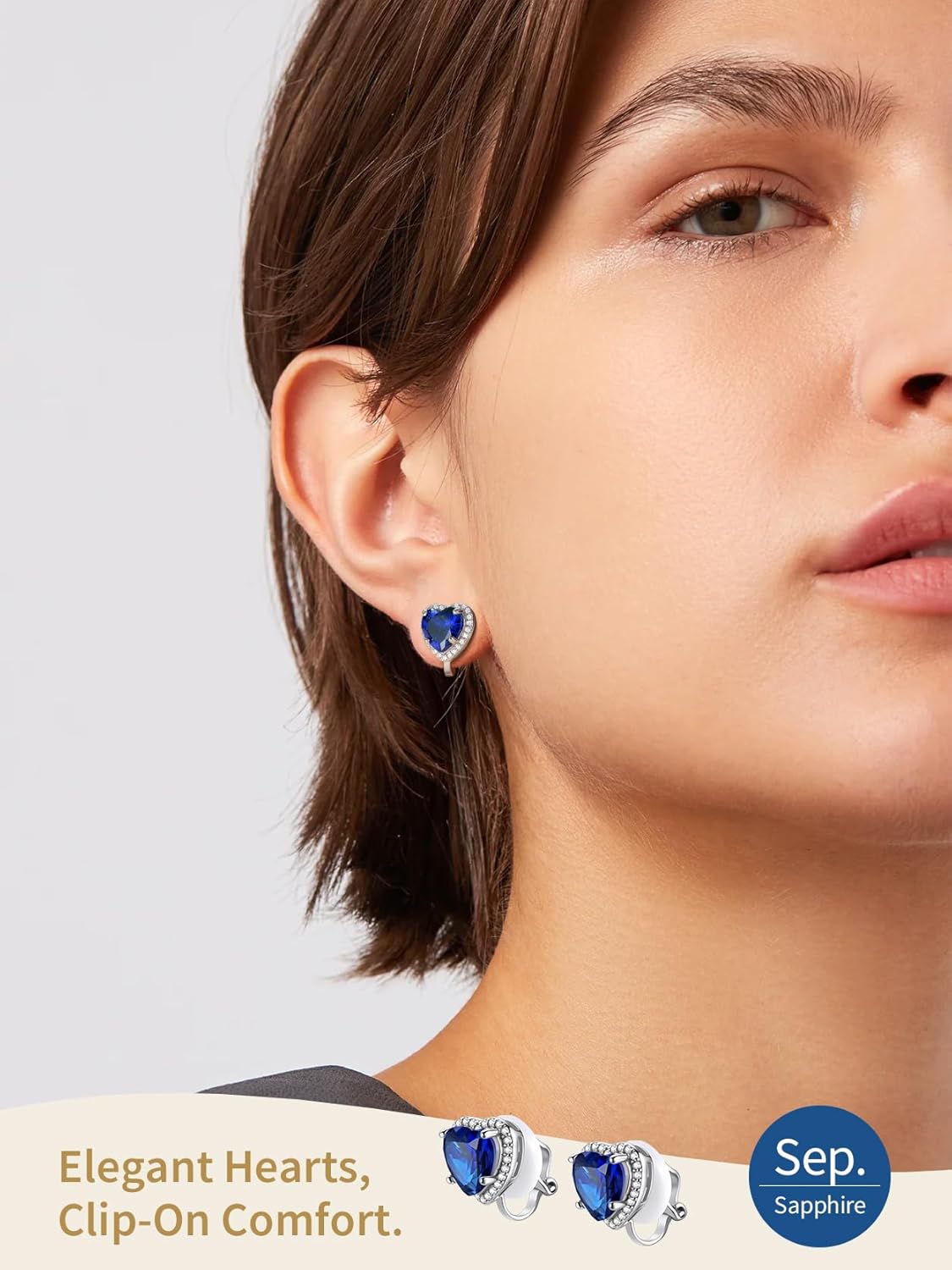 FindChic Sparkling Birthstone Clip On Earrings for Women, Silver Plated Stud Earrings 8MM Cubic Zirconia Non Pierced Studs, 12 Months Birthday Jewelry Gift - Image 3