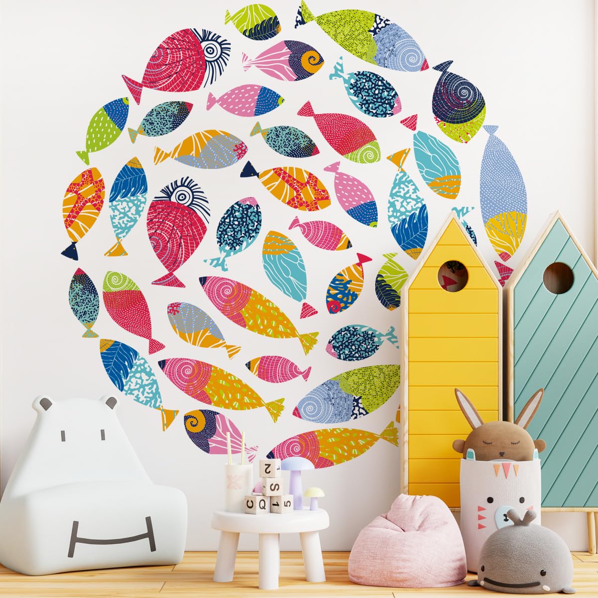 MEFOSS Under The Sea Wall Decals Peel and Stick Vinyl Ocean Fish Wall Stickers for Kids Bedroom Playroom Decals Wall Art Sticker Decor for Nursery