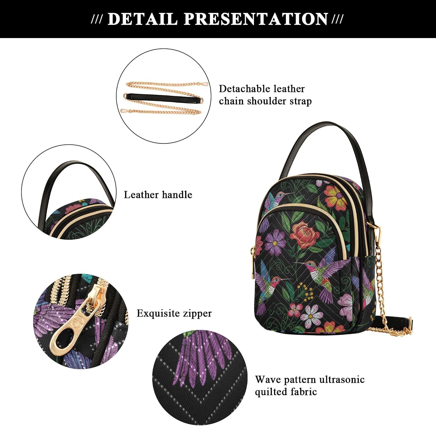Quilted Crossbody Bags for Women Trendy, Women's Crossbody Handbags Pink Butterfly Travel Cell Phone Purses Bags