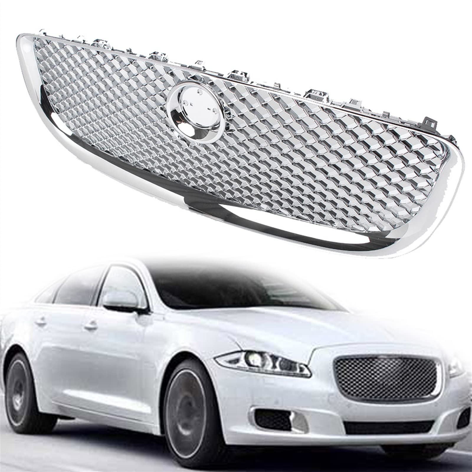Grille supérieure Jaguar XJ pour remplacer une calandre de pare-chocs avant abîmée ou cassée