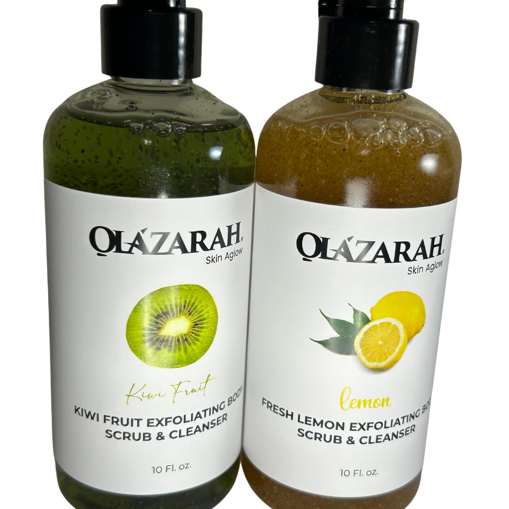 OLAZARAH Fresh Lemon and Kiwi Exfoliating Refreshing, Invigorating Body Scrub & Cleanser for Women/Men, Paraben Free, Vegan Friendly (Bundle), 20 fl. oz