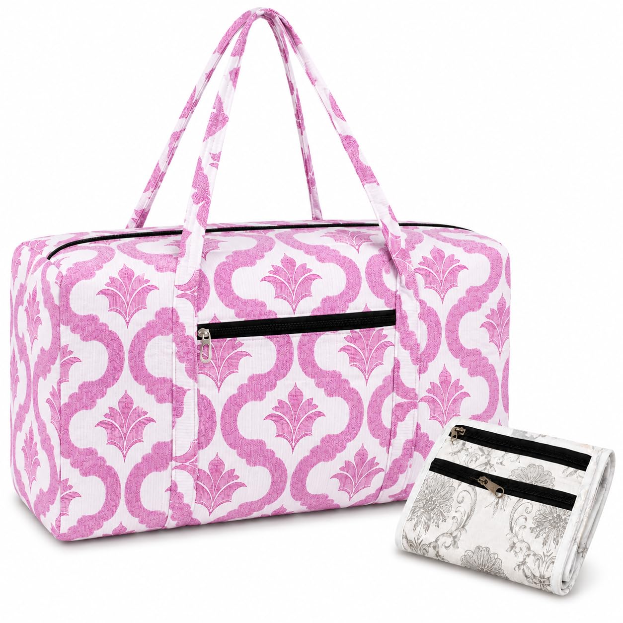 Kanika Creations Travel Duffel Bag for Women with Bonus Cotton Handkerchief, 17 Inch Weekender Overnight Bag, 26L Lightweight Travel Bag with Front & Back Zip Pocket, Gym, Hospital & Shopping Tote-picture-41