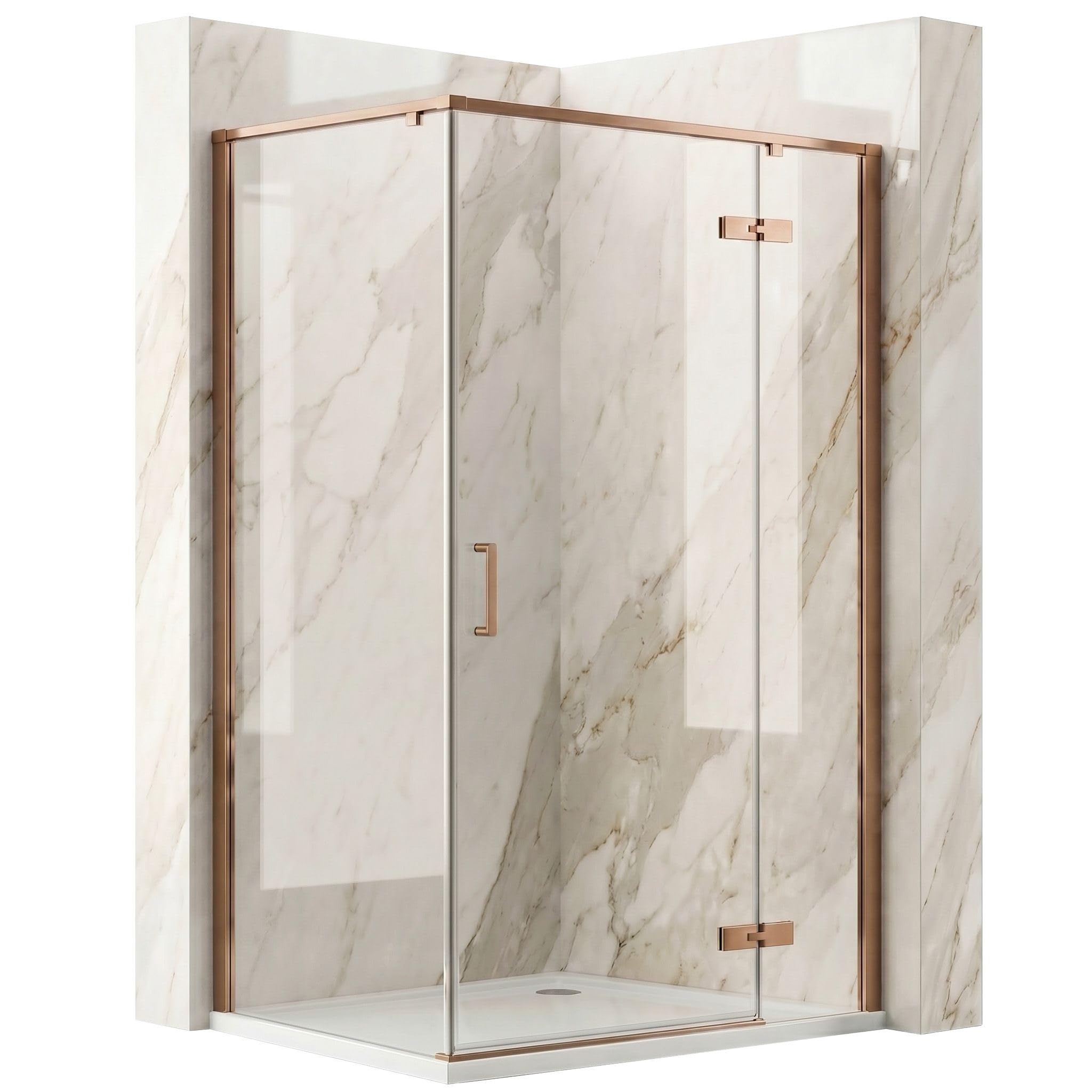 Rea - Mampara de ducha Rea Bruno 100x80 Cepillo Cobre - 78,5 x 98,5 x 195 cm