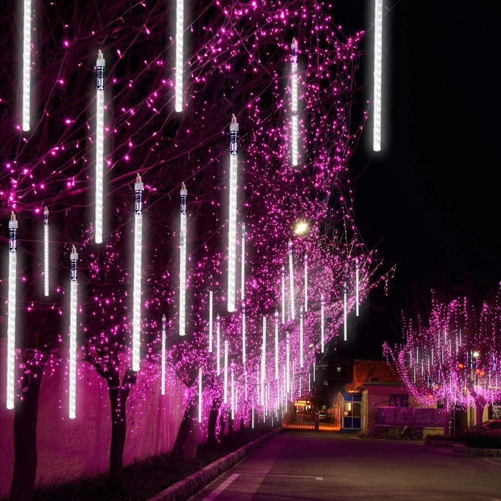 TianNorth Upgraded 30cm 8 Tubes 240 LED USB Meteor Shower Lights, 11.81 inches Ultra Bright LED Raindrop Lights, Waterproof Tubes for Christmas, Tree, Wedding, Party, Yard,etc (White 11.81inches)