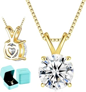 1-3CT D Color VVS1 Certified Moissanite Solitaire Necklace, 925 Sterling Silver Hypoallergenic Pendant with 18+2" Adjustable Tarnish Resistant Box, Heart Shaped Back & Engravable Personalized Jewelry Nickel Free Everyday Wear Diamond Alternative Jewelry for Women, Elegant Gift with Gift Box for Anniversary Birthday Wedding