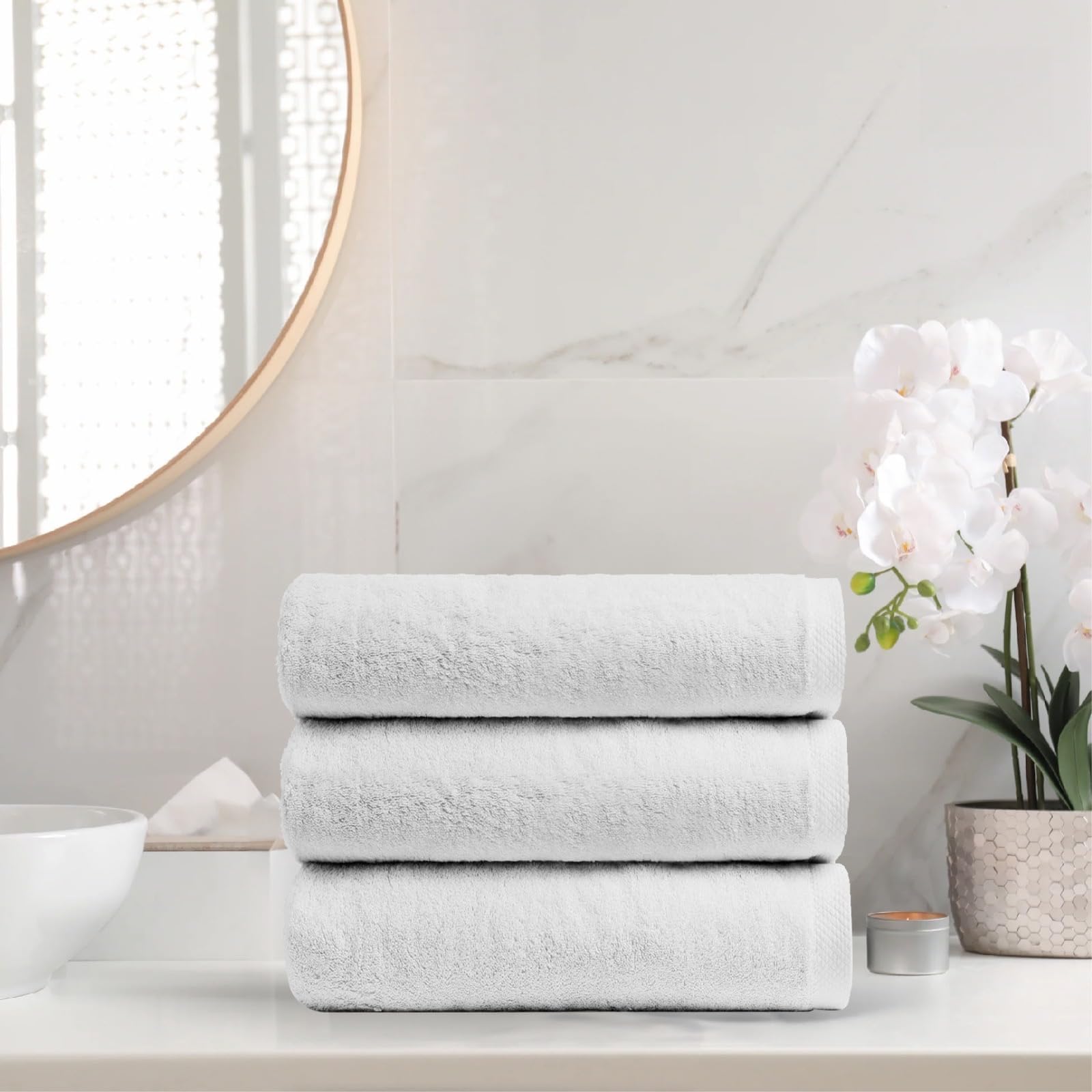 Aurora Premium - Deluxe Jumbo Bath Sheet (3-Pack, 70x140 cm) - 600 GSM Large Bath Towel - 100% Egyptian Ring Spun Cotton, Highly Absorbent and Quick Dry - Extra Large Towel of Super Soft Hotel Quality