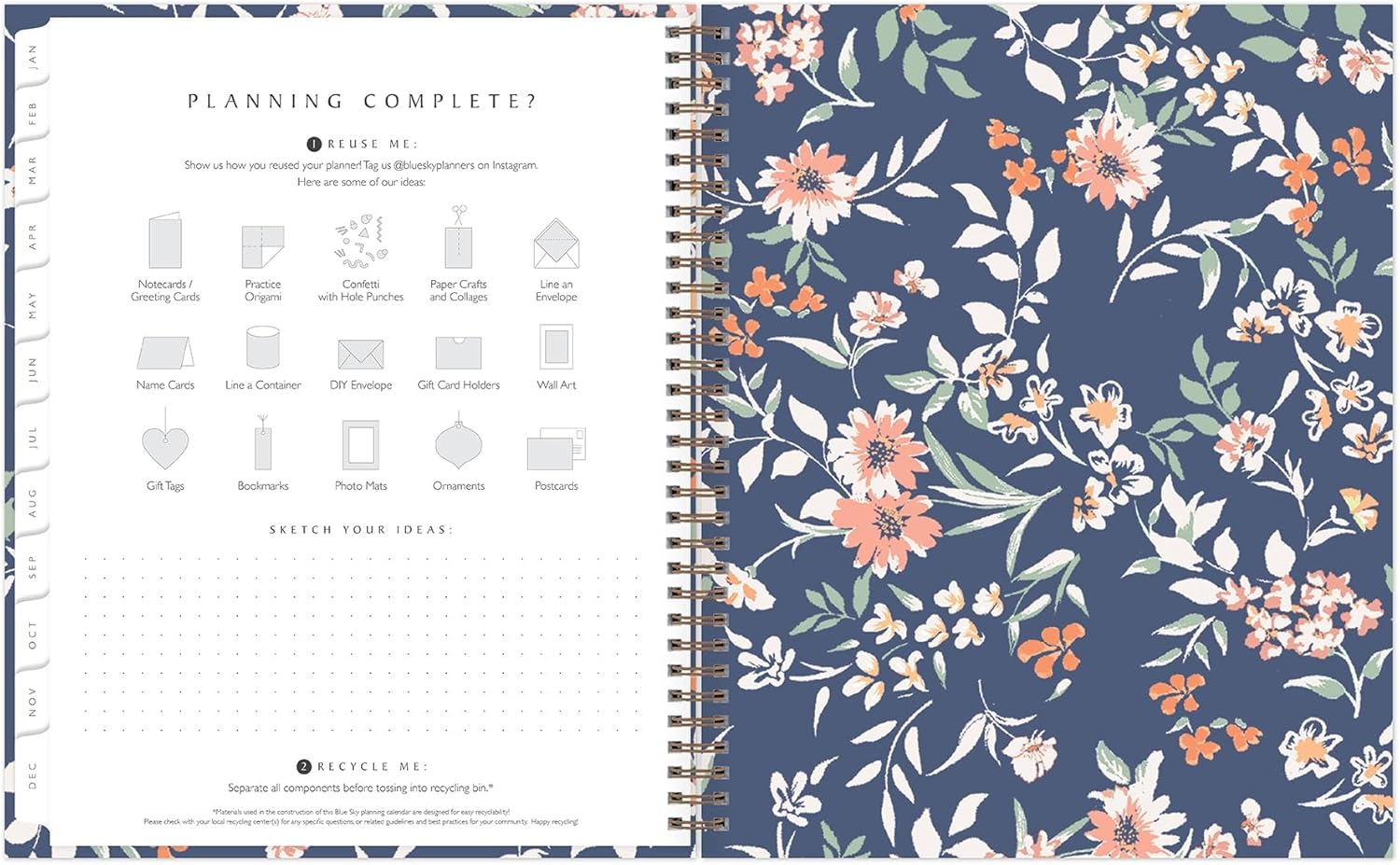 2025 Blue Sky Weekly/Monthly Planning Calendar, 8-1/2" x 11", Effie, January 2025 To December 2025