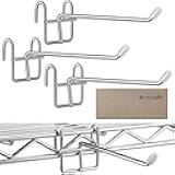MorningRo 4 Pcs Accessory Hooks for Wire Shelving with Rubber Cover Heavy Duty Metal Hooks for Hanging Kitchen Utensils Wire Shelf Accessories Room Organization (Silver)