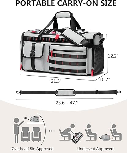 Vista 2 de MCBD Bolsas de gimnasio para hombres y mujeres, mochila deportiva de viaje de 45 litros con zapatos y compartimento para laptop, bolsa de transporte