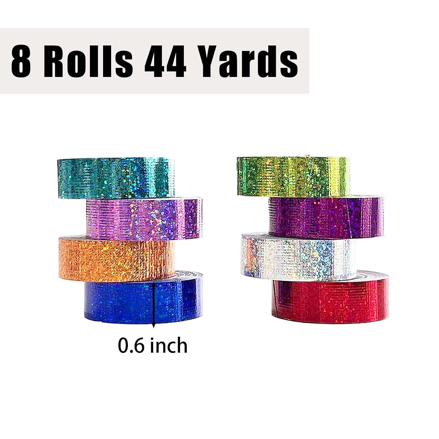 8 Rolls Glitter Holographic Washi Tape for Crafts Decor image 2