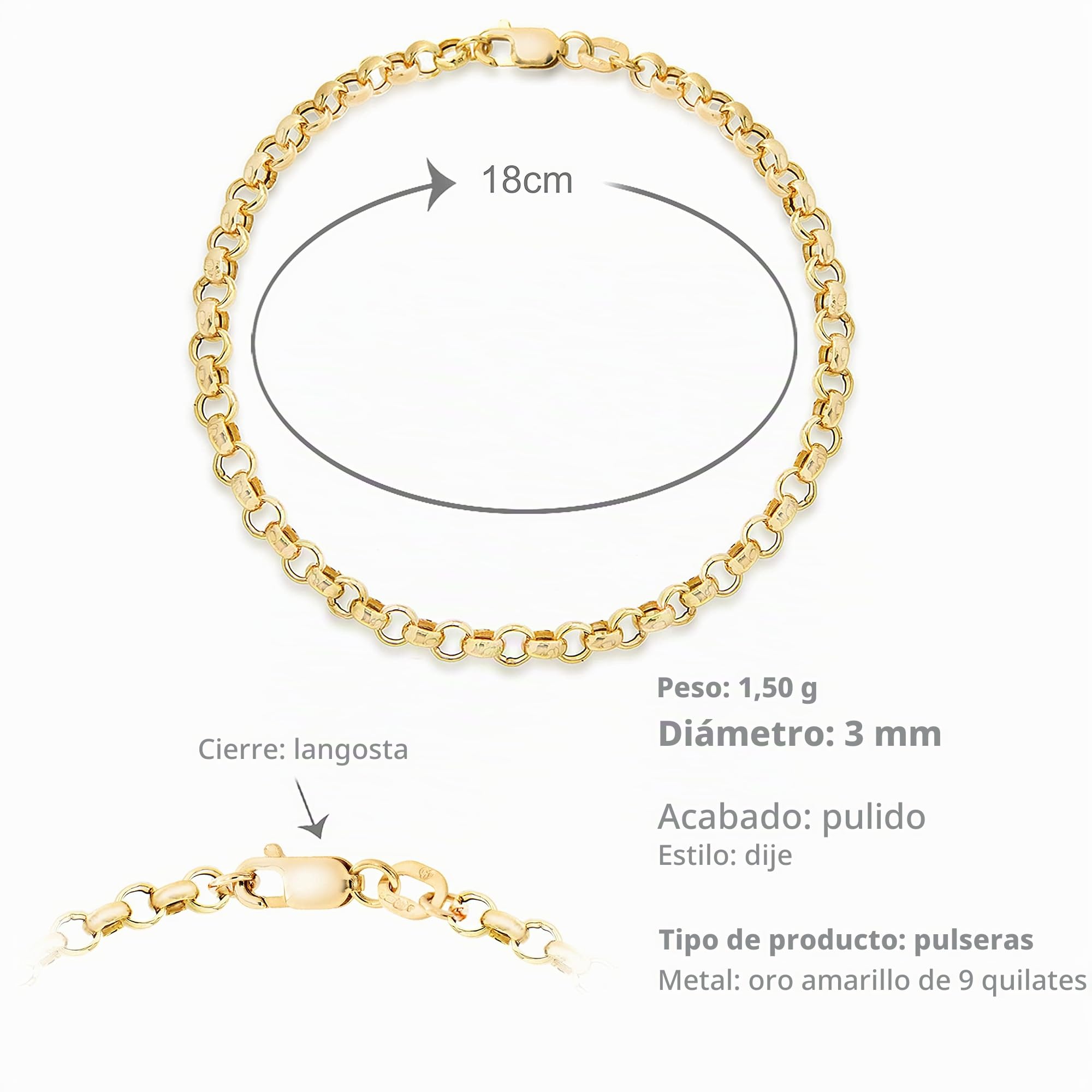 Pulsera de mujer con oro 9 K (375)