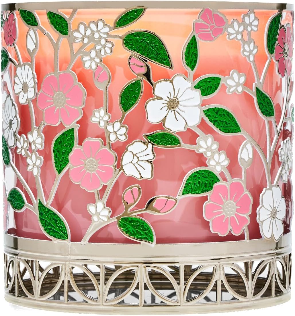 Amazon.com: Bath + Body Works Floral Candle Holder - Silver Tone Metal ...