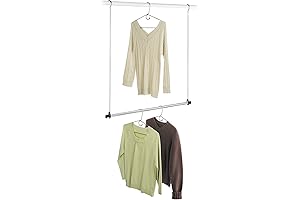 Whitmor Expanded Metal Double Hanging Rod - Heavy Duty Closet Organizer in Chrome