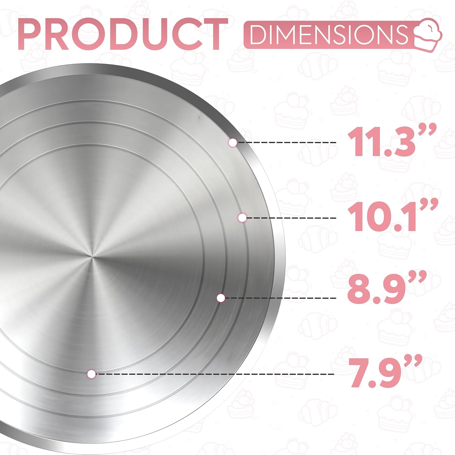 Riccle 12 Inch Pink Aluminium Alloy Revolving Cake Stand – Rotating Cake Turntable for Cake Decorating, Baking, and Cake Decorating Supplies