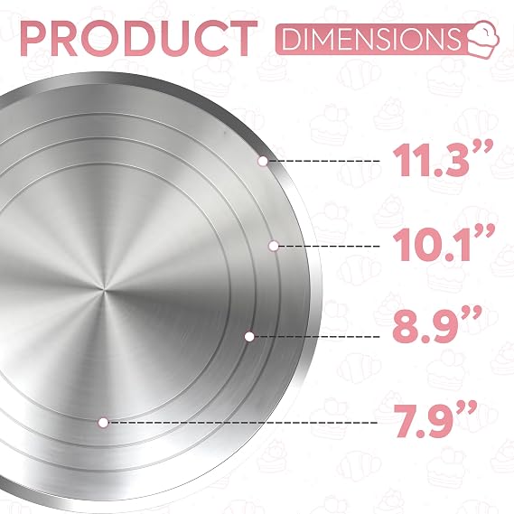 Riccle 12 Inch Pink Aluminium Alloy Revolving Cake Stand Rotating Cake Turntable for Cake Decorating, Baking, and Cake Decorating Supplies