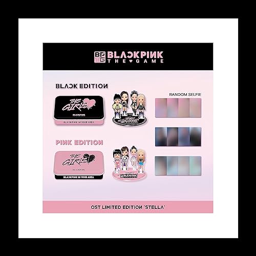 BLACKPINK THE GAME OST THE GIRLS Case+tarjeta QR+tarjeta fotográfica+seguimiento sellado (versión Stella SET(negro+rosa))