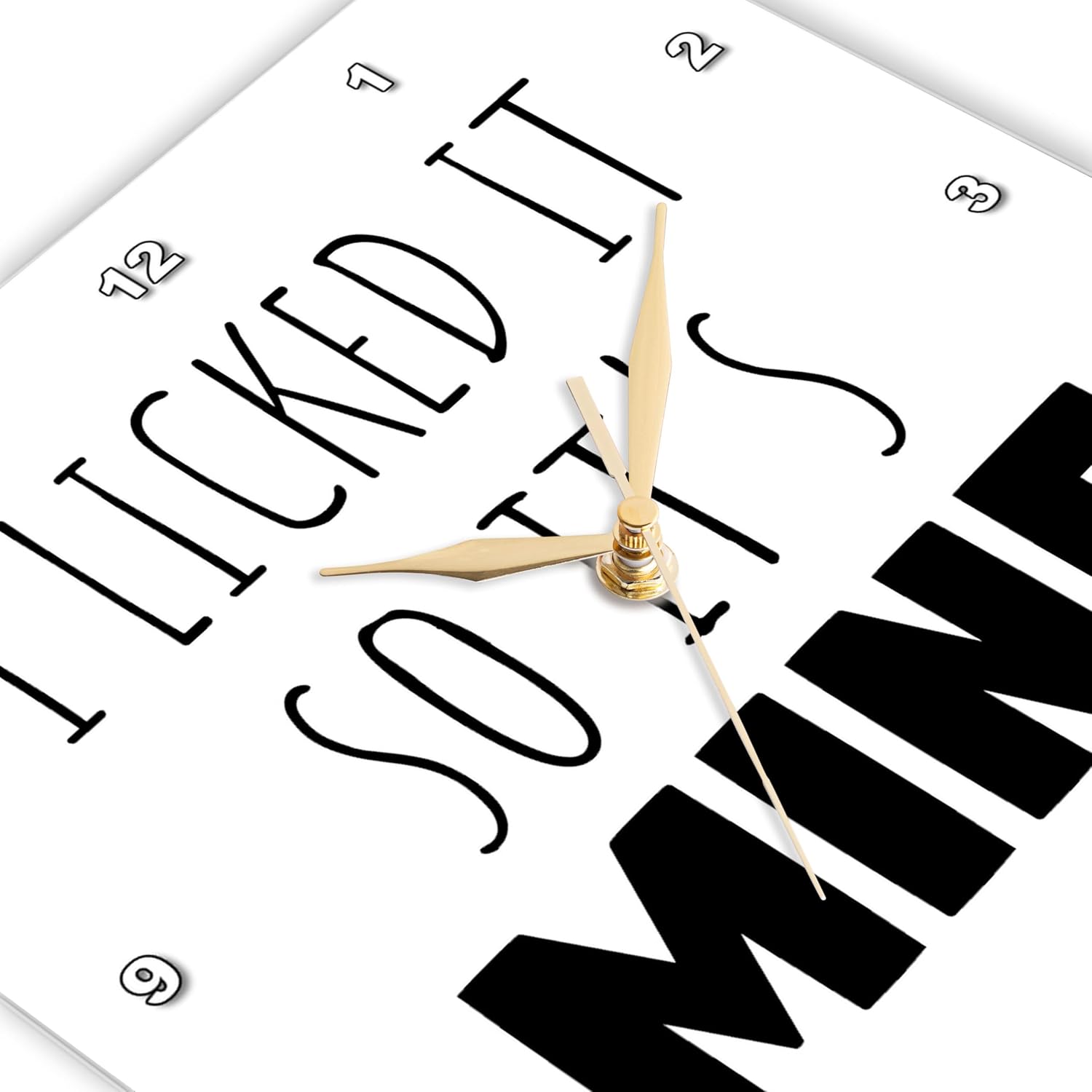 3dRose Wall Clock Silent - 15 inch - I Licked it so its Mine. Black Lettering on White Background. - Stamp City - Typography