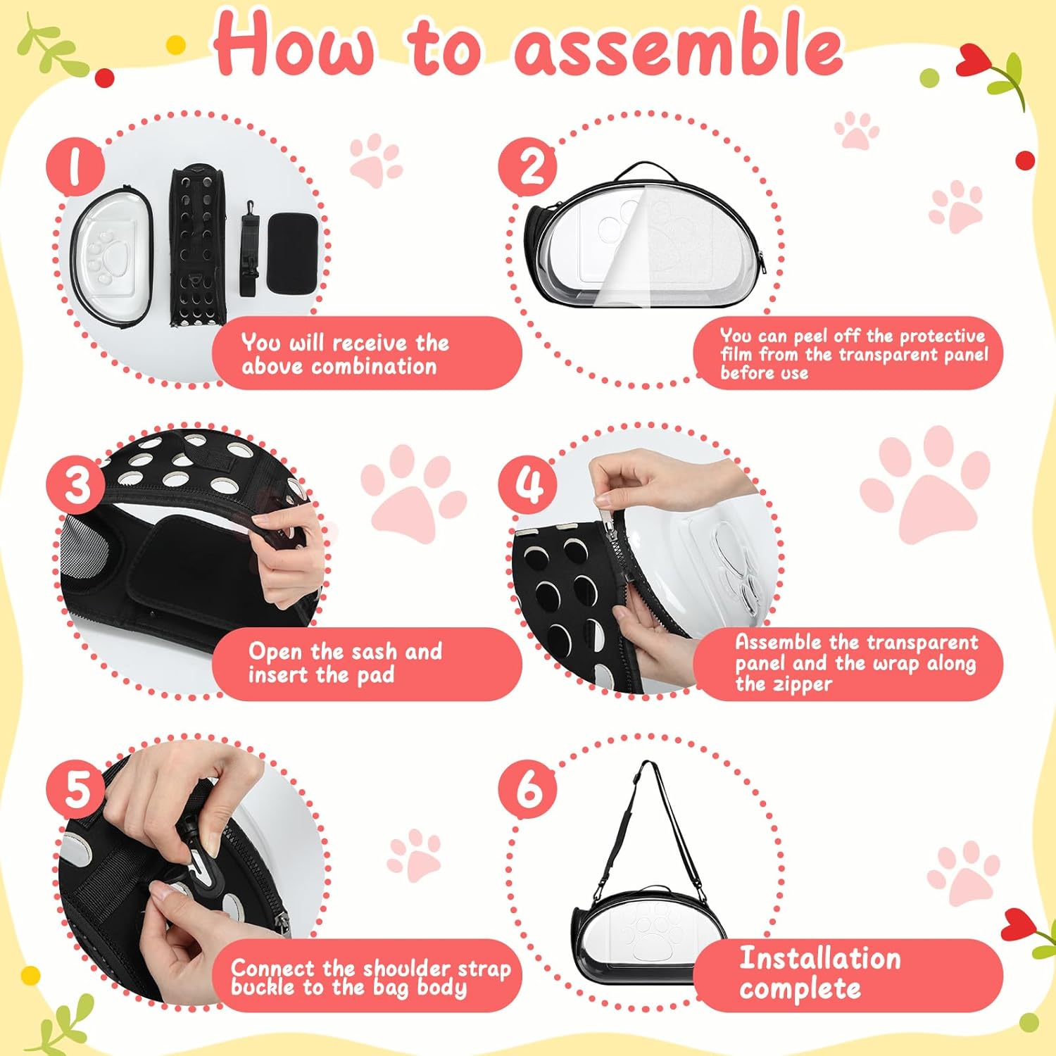 Hsei Small Pet Carrier Bag Portable Small Animal Travel Bag with Clear Side Panel Shoulder Strap for Hamster Chinchilla Rabbit Hedgehog Sugar Bird Lizard