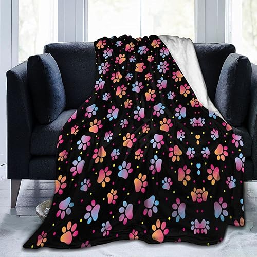 Manta de franela con estampado de patas de perro, manta con estampado de patas de animales, regalos para papá, mamá, amigo, tío, tía, hija, amante,