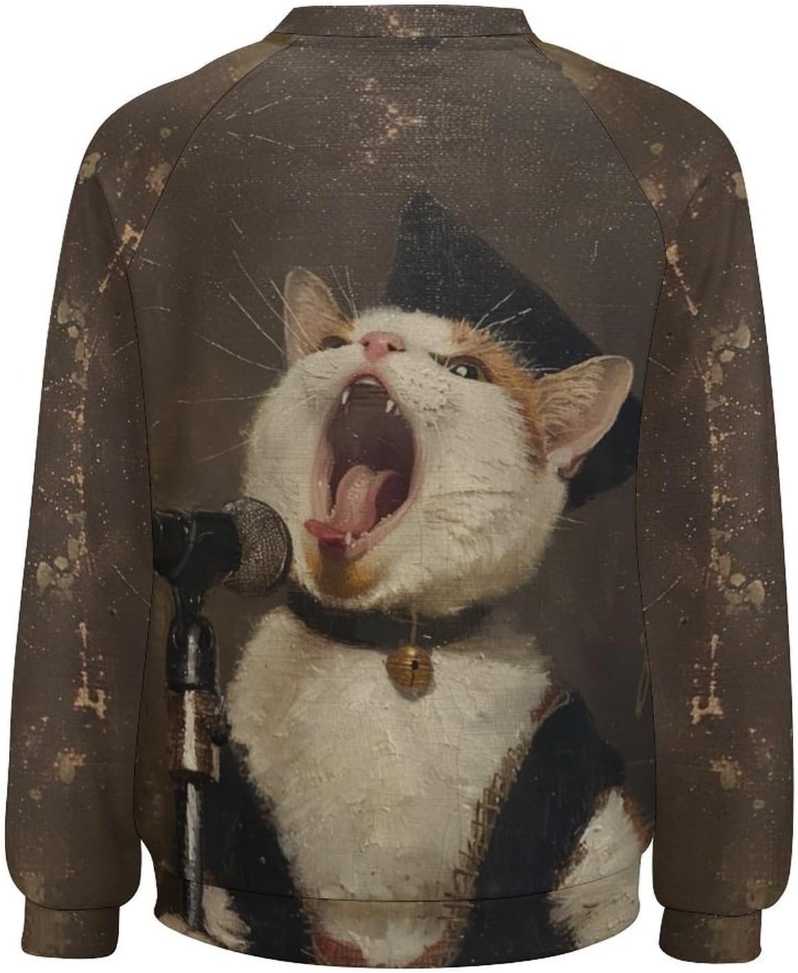 Long Sleeve Sweatshirts Women Fall Cat Print Winter Fashion Funny Warm Dressy Crewneck Casual Cotton Hoodie - Image 4