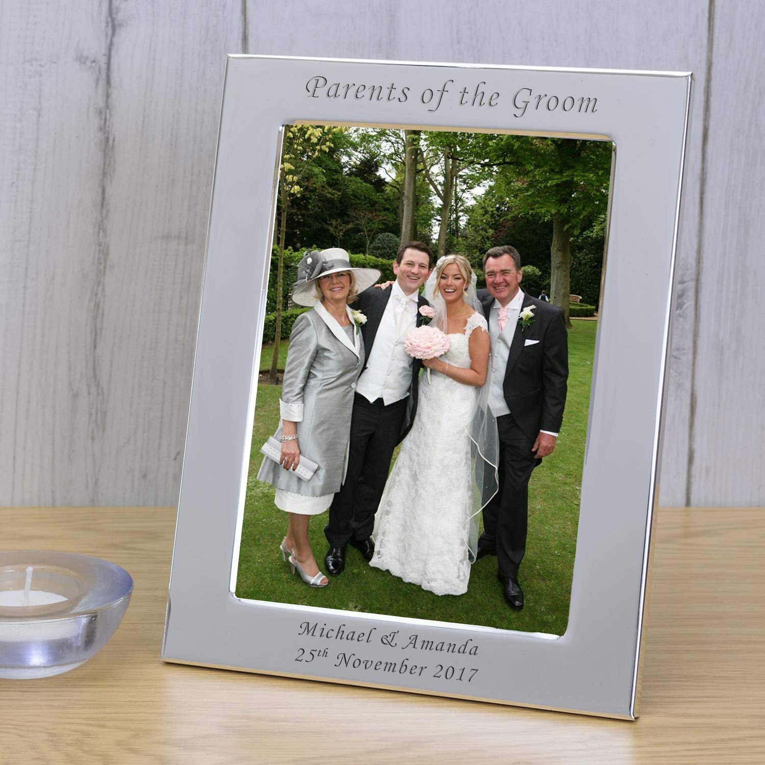 Personalised Engraved Parents of the Groom Silver Plated Photo Frame Grooms Parents Gift Wedding Day Gift Mum Dad