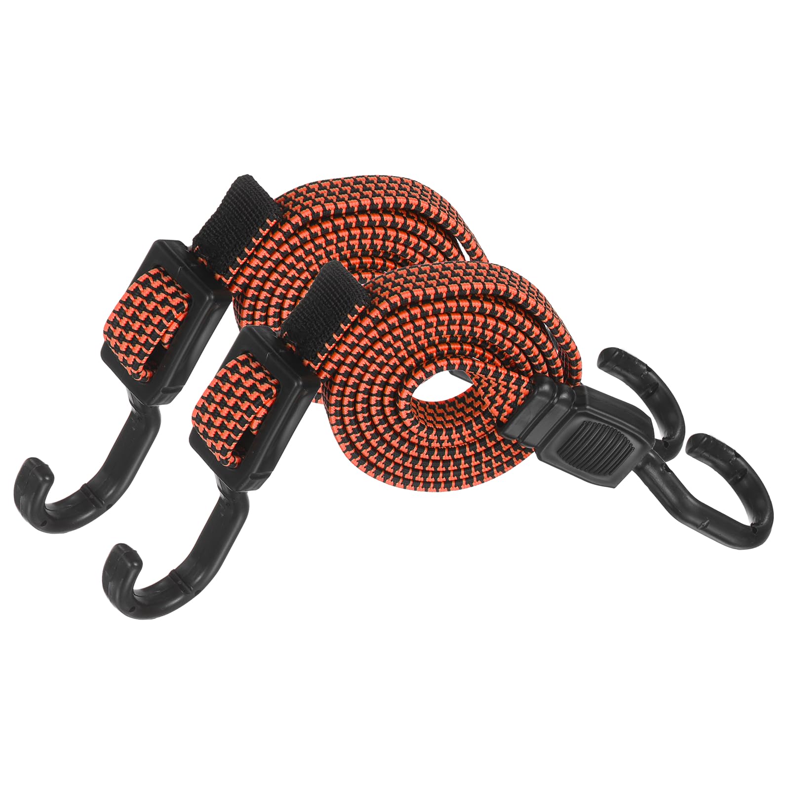 PATIKIL 120cm Adjustable Bungee Cords with Hook, 2Pcs Heavy Duty Outdoor Elastic Bungee Strap for Securing Luggage Moving Cargo, Orange