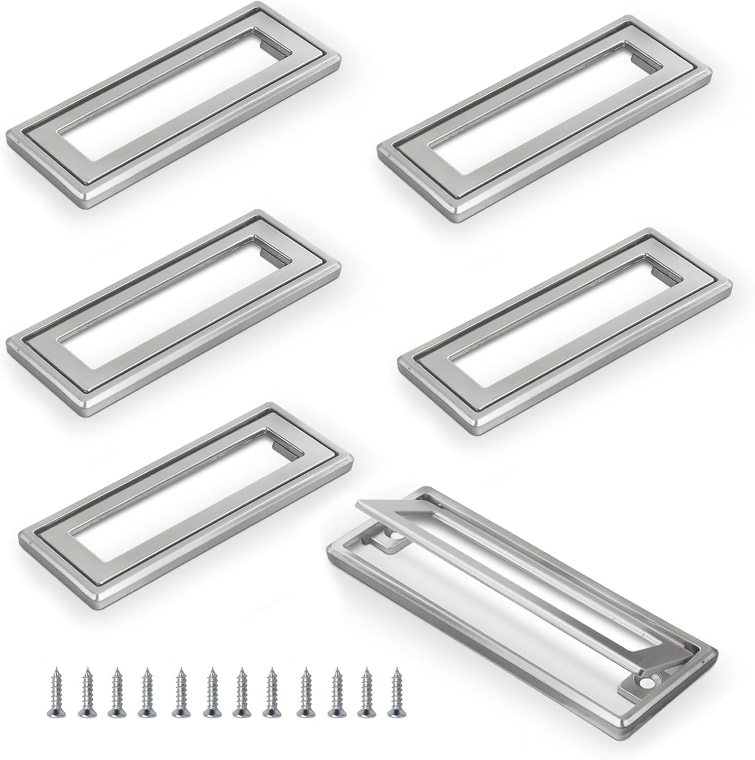 6Pcs Black Square Recessed Flush Door Pull, Handles for Cabinets and Drawers Zinc Alloy, Metal Trap Door Recessed Pull Handles Flat, Square Hatch Pull Handle for Cupboard (Black)