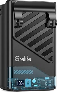 Grelife AIポータブルファン 充電式 5段階速度 10000RPM 強力な風量 パーソナルウエストファン ハンズフリー吊り下げネックファン ウェアラブルベルトファン アウトドア/キャンプ/仕事場用 (ブラック1)