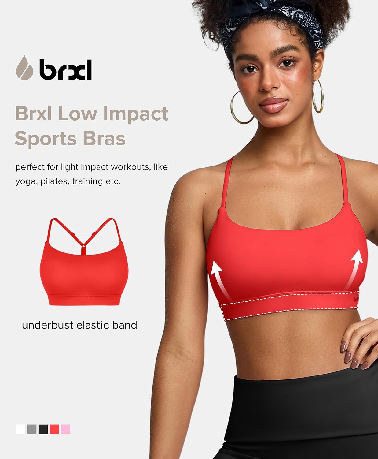 BRXL Sports Bras with Sewn in Pads Y Back Adjustable Straps Comfy Bra image 4