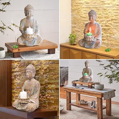 Bangbangda Meditation Healing Zen Buddha Statues - 9" H Altar Sitting Happy Buddha Sculpture Decoration Zen Garden Decor Zen Gifts,Yoga Room,Zen Room, Restorative Spiritual Medtation Tablet Decor #TOP1
