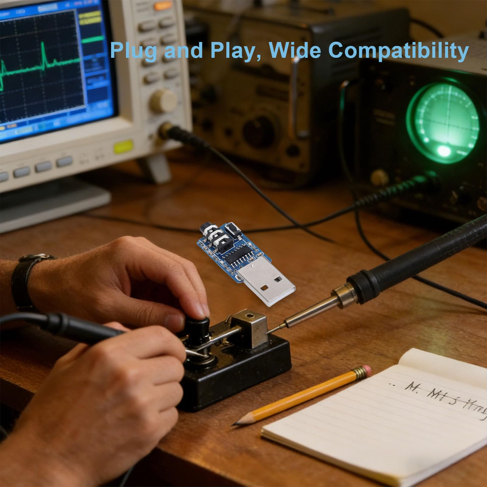 Hyuduo Dispositivo USB CW per Esercitarsi Codice Morse con Interfaccia da 3,5 Mm per gli Appassionati di Radioamatori, Supporto per Software VBand e modalità Lakey