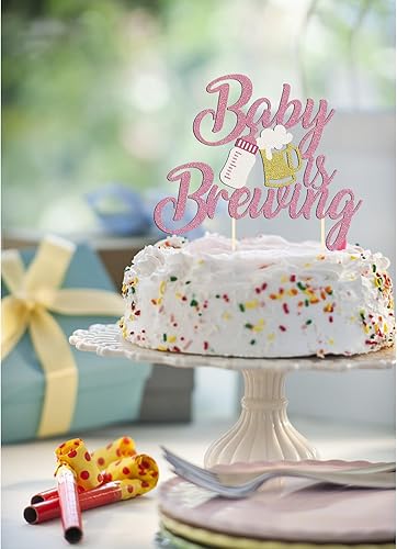 Miniatura 6 de 1 paquete de decoración de pastel con purpurina para decoración de baby shower temática de cerveza, decoración de revelación de género de bebé (bebé