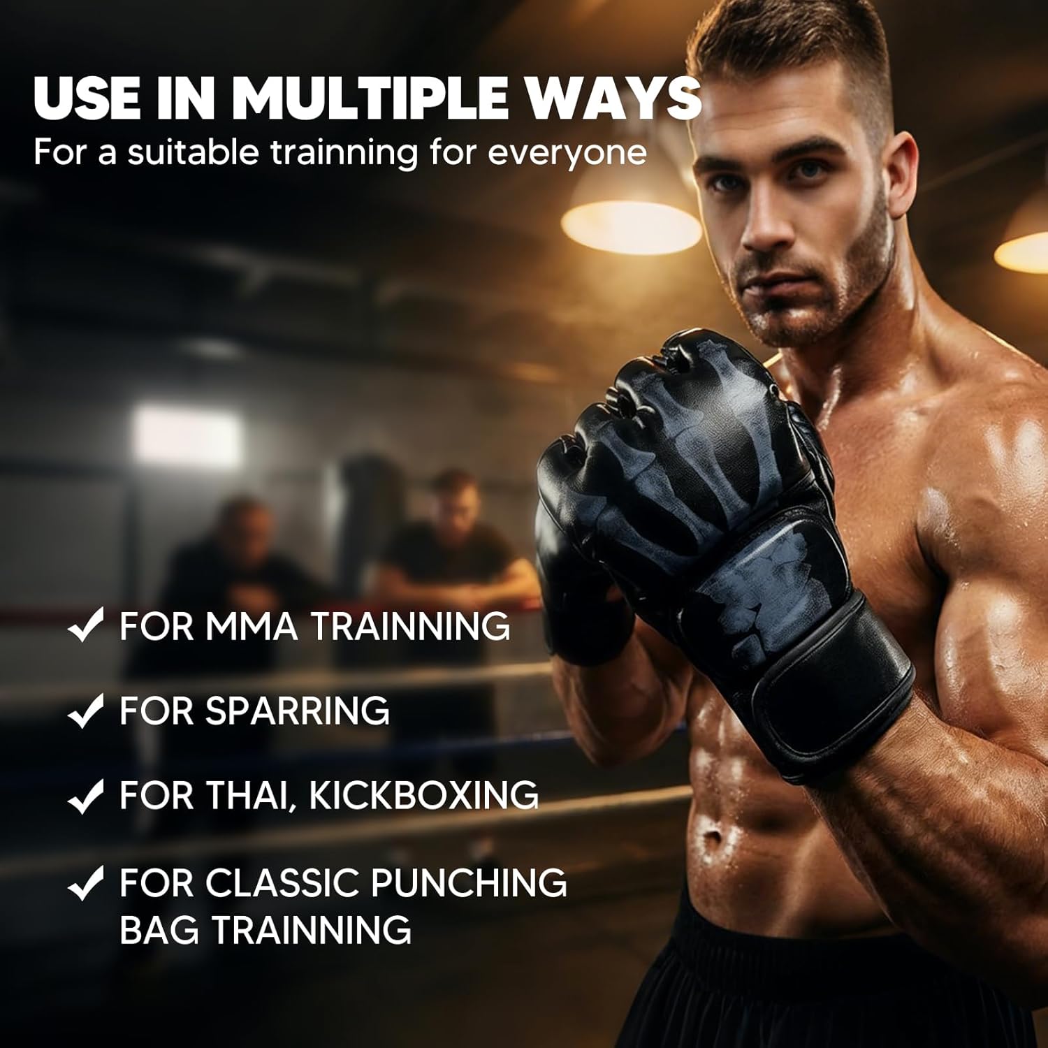 Generic 2 Pairs MMA Gloves Martial Arts Bag Gloves Boxing Fight Gloves Kickboxing Gloves for Sparring