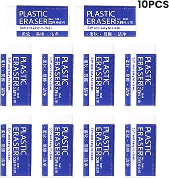10 Pcs 2B White Erasers Multipack Rubbers Erasers, Suitable for Schools, Artists, Architects, Offices, Painting, Students, and Teachers to Draw and Sketch