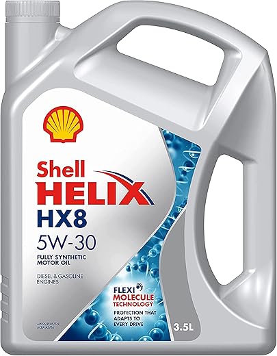 Shell Helix HX8 5W-30 API SN Plus Fully Synthetic Engine Oil for Petrol, Diesel & CNG Cars (3.5 L), medium