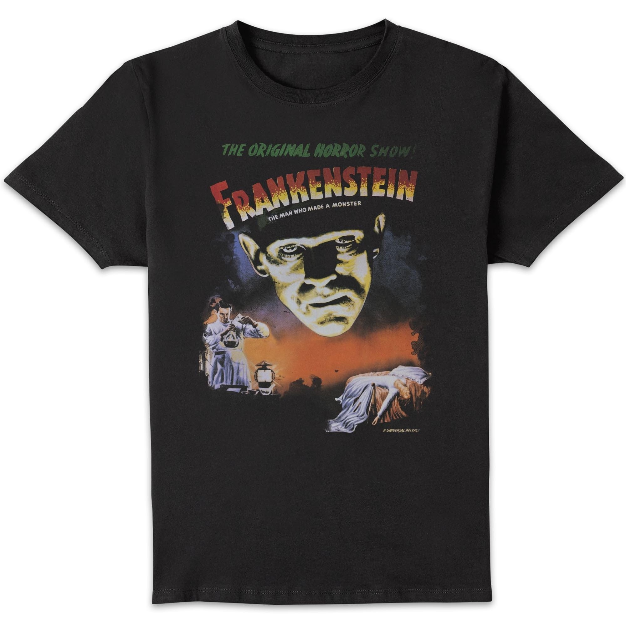 Zavvi Unisex Multi Universal Monsters Frankenstein Vintage Poster Men's T-Shirt - Black L