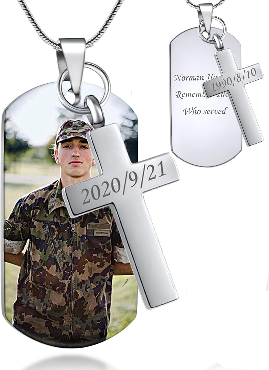 Bivei Customized Urn Necklaces for Ashes for Men, Personalized Picture Cremation Keepsake Urn Pendant Necklace for Human Ashes