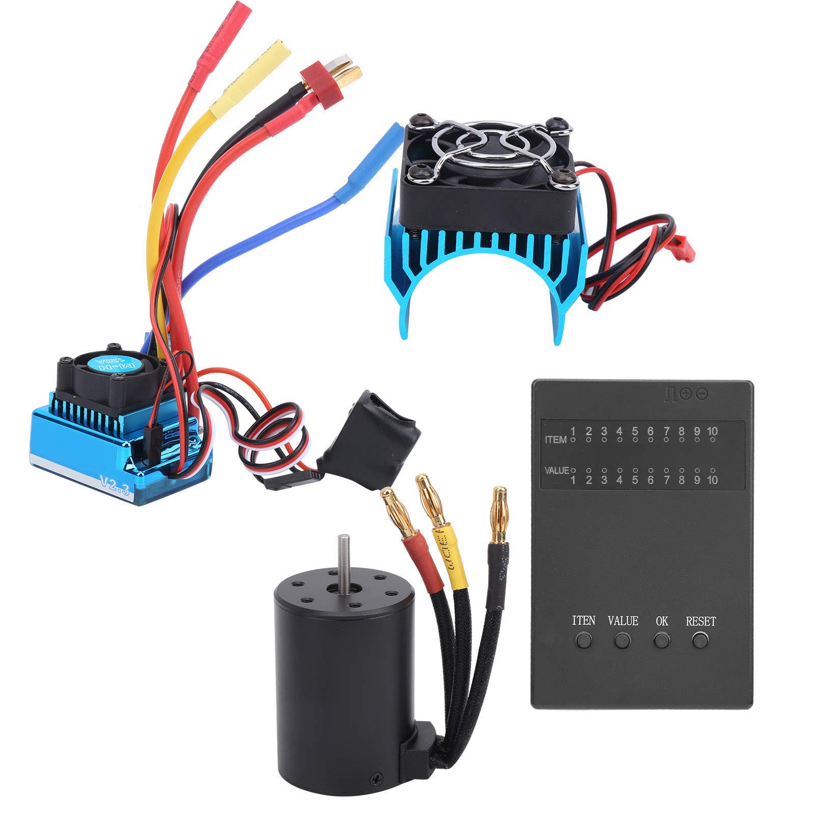Silnik 3650 2300KV + 120A bezszczotkowy ESC + karta programu + zestaw radiatora do samochodu 1/10 RC