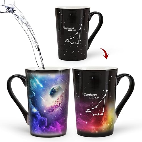 Miniatura 8 de MUGKISS Virgo - Taza de constelación que cambia de calor, 12 onzas, grabado del horóscopo Virgo, taza de café de cerámica que cambia de color,
