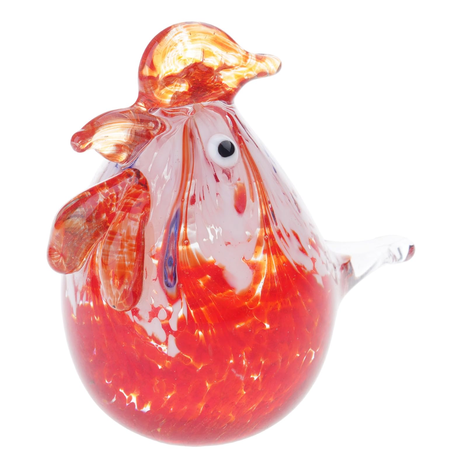 WUULEAON Glass Chicken Figurine Collectible Statue for Kitchen Desktop Decor Brown Glass Rooster Figurines Art Sculpture